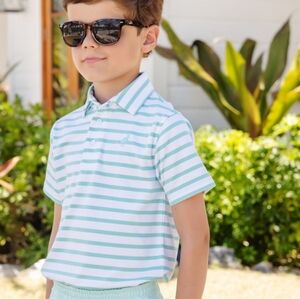 The Beaufort Bonnet Company Mint & White Striped Polo